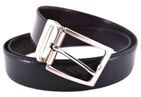 Kožený opasek Arteddy oboustranný - černá/tmavě hnědá 130