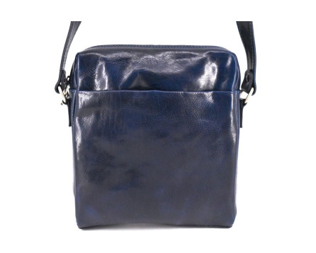Kožená taška přes rameno crossbody - tmavě modrá