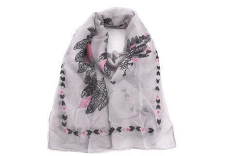 Dámský šátek s potiskem - šedá