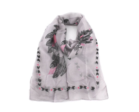 Dámský šátek s potiskem - šedá