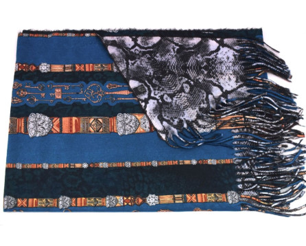 Moderní oboustranná šála - modrá