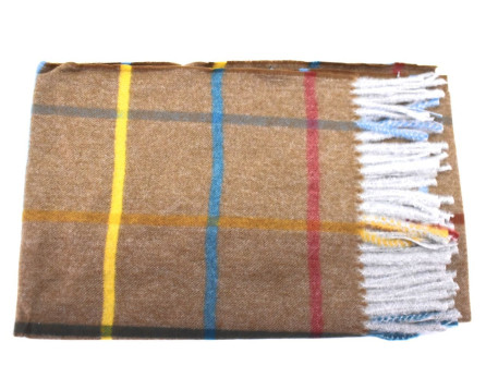 Károvaná šála s třásněmi dámská/pánská - hnědá