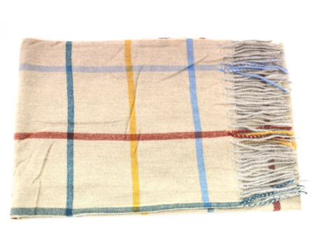 Károvaná šála s třásněmi dámská/pánská - béžová