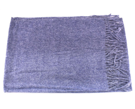 Moderní  jednobarevná šála s třásněmi - modrá