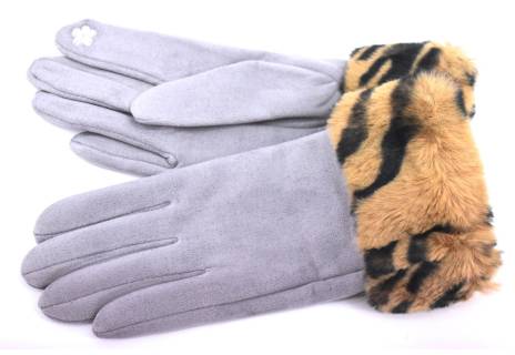 Elegantní zateplené dámské rukavice ozdobené kožešinou