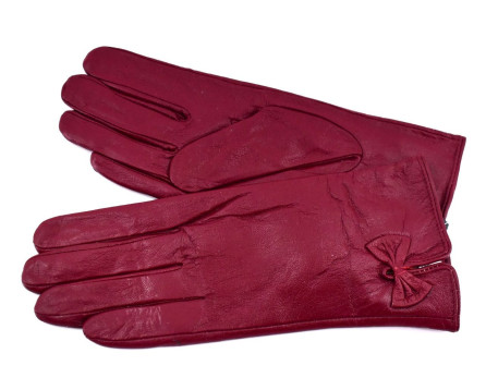 Dámské zateplené kožené rukavice Arteddy - vínová (M)