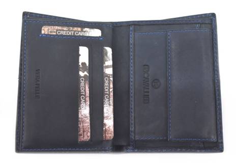 Pánská kožená peněženka z pravé kůže na výšku B.cavalli - tmavě modrá