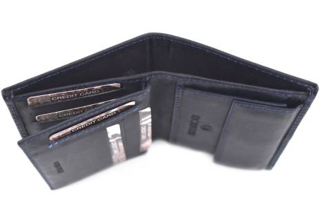 Pánská kožená peněženka z pravé kůže na výšku B.cavalli - tmavě modrá