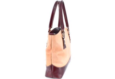 Dámská kožená kabelka - béžová/hnědá