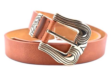 Dámský jednobarevný opasek s ozdobnou sponou - hnědá/85