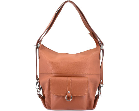 Kožená kabelka a batoh v jednom Arteddy - hnědá