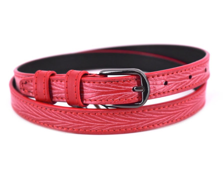 Kožený opasek Arteddy - červená / 105