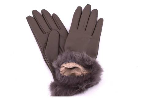 Dámské kožené rukavice Coveri Collection ozdobené kožešinou