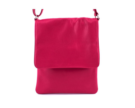 Dámská kožená crossbody kabelka s klopnou Arteddy - fuxia