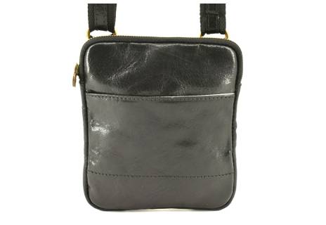 Kožená taška přes rameno crossbody - černá