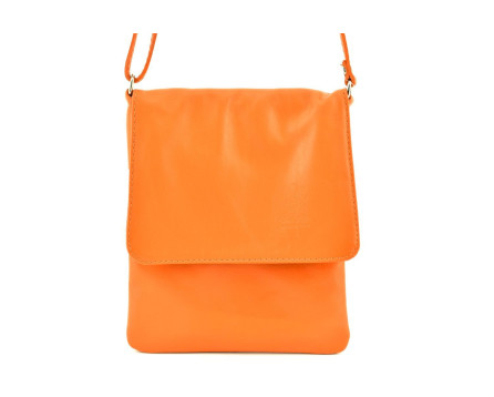 Dámská kožená crossbody kabelka s klopnou Arteddy - oranžová
