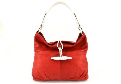 Dámská kožená kabelka Arteddy - červená/bílá