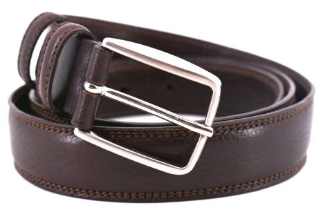 Kožený opasek Made in italy - tmavě hnědá/110