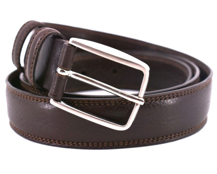 Kožený opasek Made in italy - tmavě hnědá/110